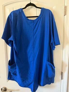 Free People Royal Blue Short Sleeve Romper with Pockets